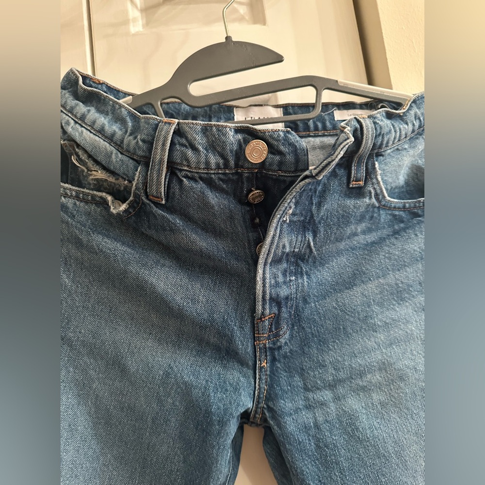 FRAME $258 Le Slouch Straight Leg Jeans In Blue Wash Size 25 - Picture 5 of 11